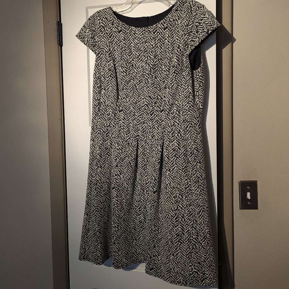 AB Studio Dress, Size 16, Black & White Herringbone